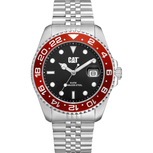 La mejor comparación de Caterpillar Reloj los más solicitados. 47 CAT Reloj para Hombre, Analógico, Brazalete de Acero, Plata, Cuarzo, Resistente al Agua 100M, Clásico, Redondo, Batería, Caja 44mm