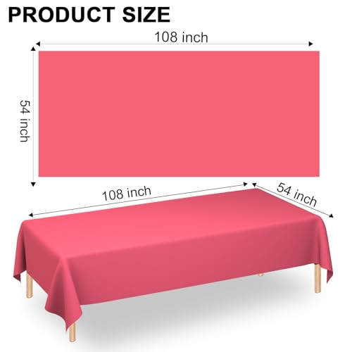 Image of WNINK 6 Pack Red Tablecloths Disposable Table Covers 54 inch x 108 inch Red Table Cloths for Bridal Shower Engagement Wedding Birthday Picnic Plastic Table Cloths for Parties