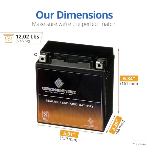 Image of CB CHROMEBATTERY YTX20CH-BS 12 V 270 CCA AGM - Maintenance-Free 18 Ah Battery for ATV, UTV, Motorcycle, Snowmobile, Jet Ski - T3 Nut & Bolt Terminal - Fits Harley Road Glide, Polaris RZR 800