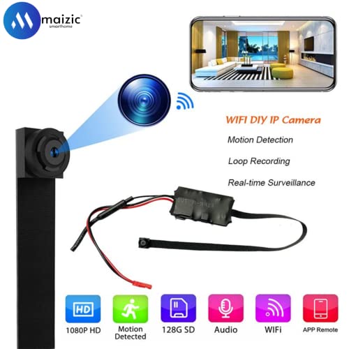 Image of Maizic Smarthome Smart WiFi Shirt Button /Pinhole Security Camera Full HD 1920X1080P Live View Motion Detection Audio Recording SD Card Support
