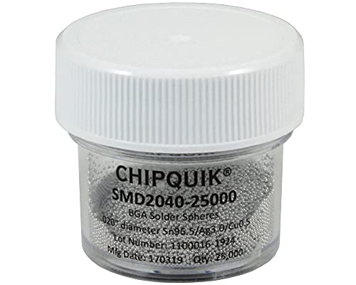 Image of 204025K - Chip Quik SMD2040-25000 Solder Spheres Sn96.5 /Ag3.0 /Cu0.5 .020 inch (0.5mm) diameter 25K Bottle