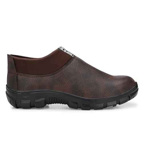 Image of Synthetic Leather Steel Toe Safety Shoe for Men, Brown, F1-30-Brown