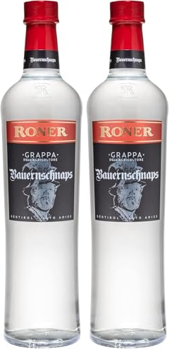 Roner Bauernschnaps - Grappa dell'Agricoltore (1x 0,7l) - Grappa Delicata dalla Distilleria Artigianale Alto Adige Südtirol più premiata d'Italia - 700 ml (Confezione da 2)