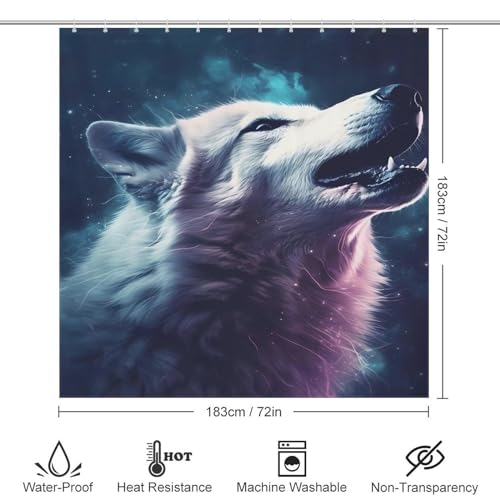 Rideau de douche loup 100% polyester de qualité supérieure - 4