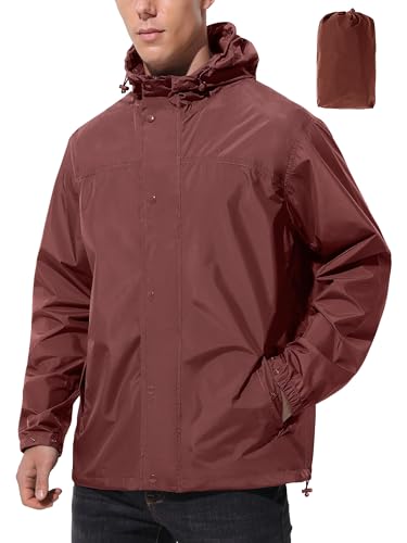 Image of UIQUR Mens Lightweight Rain Jacket Waterproof Windbreaker Packable Rain Coat with Hood for Golf Running Hiking Travel