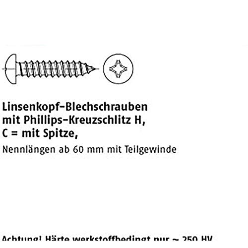 Viti per lamiera ISO 7049 A 2 3,9 X 16 C H A 2 VE = K 100 pezzi