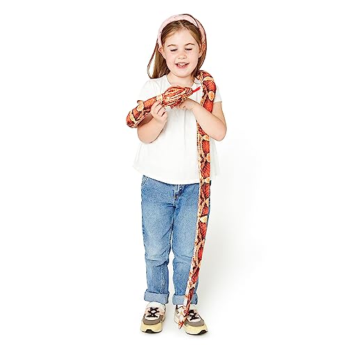 Zappi Co Kinder Gefülltes Weiches Kuscheliges Plüsch-Schlangenspielzeug - Teil der Safari-Tierkollektion, perfekt für Kinder (180 cm Länge) (Orange/Schwarze Maisnatter)