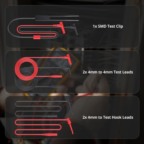 Image of BTNTA 30PCS Silicone Multimeter Test Leads Kit CAT III 1000V 20A, Replaceable Probes, Alligator Clips, Test Hooks, Tweezers, 4mm Banana Plug for Automotive, Home, Lab & Industrial Electrical Testing