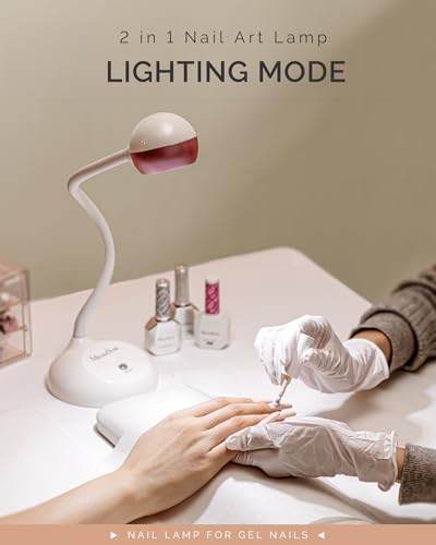 Image of MelodySusie 360 2-in-1 Gooseneck Nail Lamp S-Pro09M for Detail Work | 60s Timer; 2000mAh Battery; 6h Runtime; One-Touch Control; Rhinestone Glue; Solid Nail Glue Gel; Liner Gel