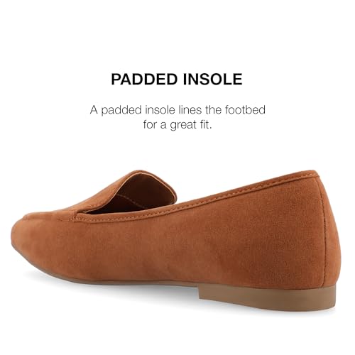 Image of Journee Womens Suede Loafer Flat Square Toe Noticed Topline Padded Block Heel - Tullie Casual Dress Shoe