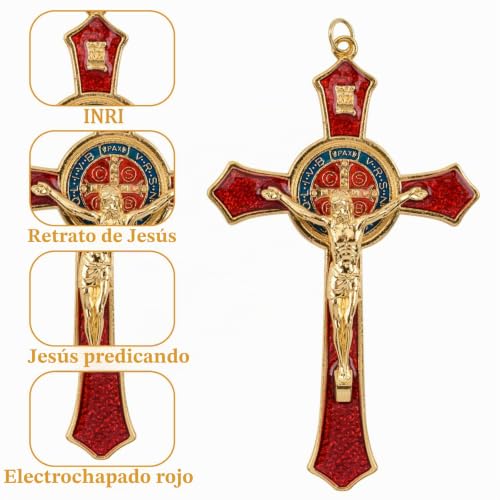 Miniatura 4 de Wandic 2 Piezas De Crucifijo De Pared, Collar De Cruz De Jesús Para Hombres Y Mujeres, Collar De Jesús Te Ama, Regalo Católico Para Bautizo, Pascua, 10cm X 15cm X 1.5cm, Metal