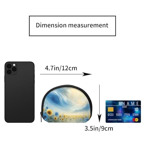 Portable Coin Purse Watercolor-Powerful-Sunflowers Mini Zippered Money Pouch Card Holder2