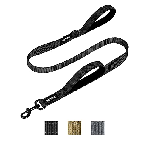 OneTigris Handled No-Pull Dog Walking Leash Long Traffic Leads for Medium to Large Dogs (Black, 4FT)