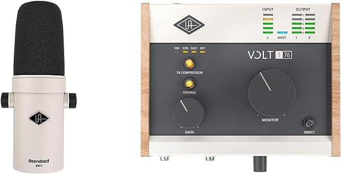 Universal Audio SD-1 Standard Dynamic Microphone, White & Audio Interface for Recording, podcasting, and Streaming with Essential Audio Software, Including $400 in UAD Plug-ins