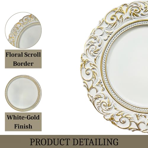 Image of Luxury Decorative Plate with Gold Embossed Design | Premium Gift Hamper Base, Charger Plate & Decorative Platter for Home Decor, Festive & Wedding Gifting