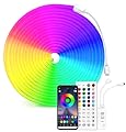 iNextStation RGB Neon LED Strip Lights, 16.4 FT Color Changing Flexible Rope Lights, Control with APP & Remote, IP65 Waterproof, Music Sync Neon Light Strip for Bedroom Party Decor (No Power Adapter)