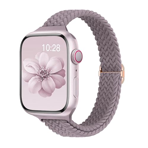 Image of Slim Braided Bands for Apple Watch Band 40mm 41mm 42mm 38mm 46mm 44mm 45mm 49mm Women,Stretchy Solo Loop Nylon Elastic Thin Narrow Skinny Strap for iWatch Ultra 3 SE 3 Series 11 10 9 8 7 6 5 4 3 2 1