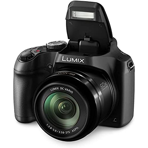Panasonic Lumix DC-FZ82 Bridgekamera (18 Megapixel, 20 mm Weitwinkel, 60x opt. Zoom, 4K30p Videoaufname, Hybrid Kontrast AF) schwarz