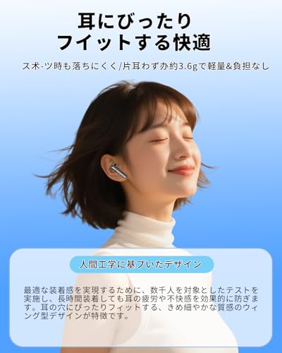 イヤホン Bluetooth ワイヤレスイヤホン AIスマートENC通話IPX7防水最大65時間再生 2026最新ブルートゥースイヤホン EDR+Bluetooth5.4搭載 カルナ型 HIFI音質低遅延接続瞬時 WEB会議/運動/ゲーム/テレワーク/通学/通勤/スポーツ/音楽用iPhone/Android対応 商品画像7
