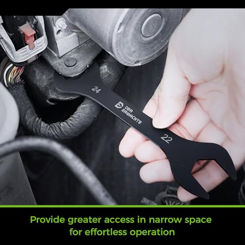 Image of Der Erwachte Super-Thin Open End Wrench Set, SAE, 6-Piece,3 /8 inch to 1-1 /16 inch, Black Electrophoretic Coating, with Rolling Pouch