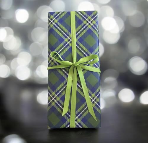 TARTAN (Blue) Gift Wrapping Paper Large Sheets - Paper size 48x66cm 2 Sheets with 4 Gift Tags