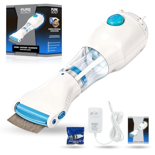 MelodySusie Pure Scalp - Peine eléctrico para piojos con filtro higiénico desechable, elimina piojos y huevos, seguro para niños y adultos, filtro de captura reutilizable, dispositivo de tratamiento