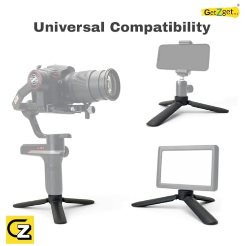 Image of GetZget Universal Tripod Table Mount Compatible with DJI Ronin 2 /3 /4, RSC, Osmo OM 4 /5 /6 /7 Mobile Gimbals & Zhiyun DSLR Gimbals - 5Kg Load Capacity, 1 /4 inch Screw Compatible Desktop Stand Accessories