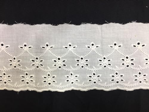 Image of PCJS White Embroidery Cotton Lace Ribbon for Decor Skirts Sarees Blouses Border Tablecloth Ribbon Slipcover Clothing Accessories - 10 Mtr