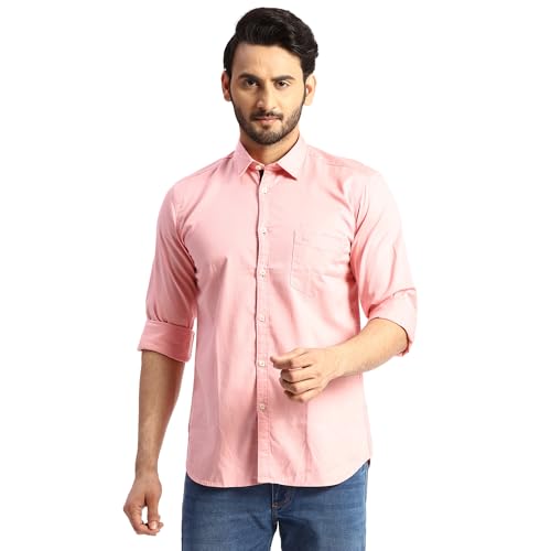 Image of Parx Men's Pure Cotton Solid Pattern Slim Fit Semi Cutaway Collar Full Sleeve Casual Shirt