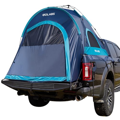 Golabs Truck Bed Tent for 5-6 Ft Bed, 8-Minute Easy Setup by Pre-Assembled Design, Waterproof PU2000mm, 2-Person Portable with Extra Rainfly Cover for Camping & Outdoor, Includes Storage Bag Blue