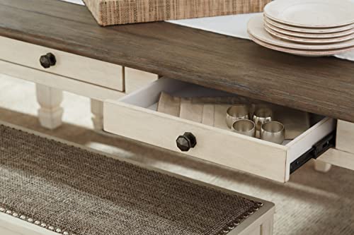 Signature Design By Ashley Bolanburg Farmhouse Dining Table With Drawers, Seats Up To 6, Whitewash, 40 In X 72 In X 30.75 In #TOP3