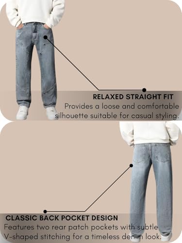 Image of GRECIILOOKS Baggy Jeans for Men | Mens Wide Leg Relax Fit Jeans | Baggy Jean's for Boys | Oversized Jean's for Everyday Streetwear