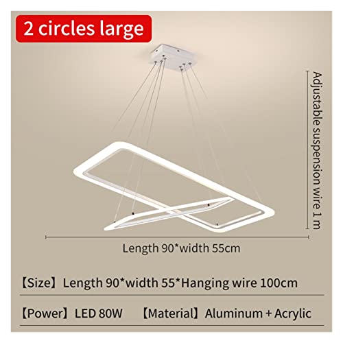 Luces colgantes de la oficina tipo lámpara de araña rectangular con anillos LED modernos 2