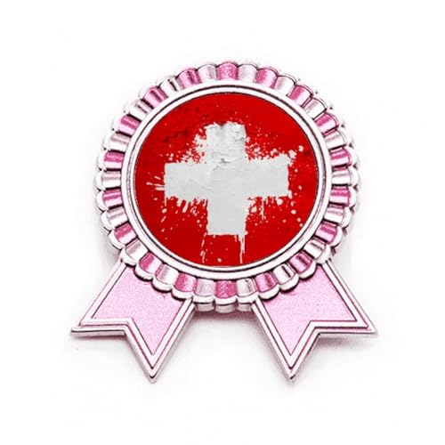 Broche rose avec motif drapeau de la Suisse M Métal finition haut de gamme