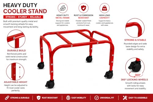 Image of Heavy-Duty Metal Cooler Stand with 360 Rotatable Wheels - Universal Fit for Kenstar, Bajaj, Symphony, Havels & Maharaja Coolers - Rust-Proof Powder Coated Finish - Sturdy & Durable Design