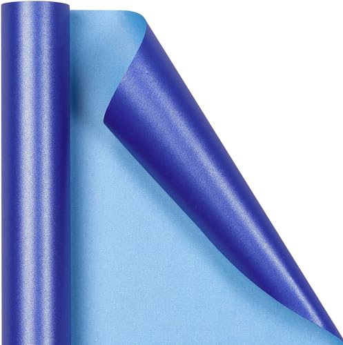 WRAPAHOLIC Royal Blue Pearl Glossy Gift Wrapping Paper,Solid Color Matte Wrapping Paper - Perfect for Birthday,Baby Shower,Christmas,Wedding,Valentine's Day,Party - 17in x 32.8ft Roll, 46 Sq. Ft