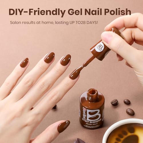 Image of Beetles Brown Gel Nail Polish - Mocha Mood 15ML /0.51Fl Oz, Dark Brown Gel Polish, Same Color Same Bottle STAY SHINING Series, Soak Off UV LED Lamp Nails Art, Long-Lasting Manicure Salon DIY Home