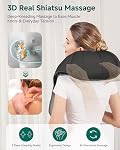 Massager de cou Shiatsu, Coussin de massage pour les épaules avec chaleur pour utilisation dans la voiture, à la maison ou au bureau SL632 Snailax (Noir)