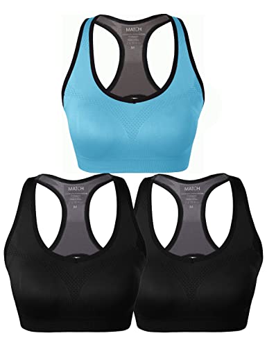 Image of Match Racerback Sports Bras for Women - Padded Seamless Strappy Workout Tops for Yoga Gym Runing Fitness Sports Bras