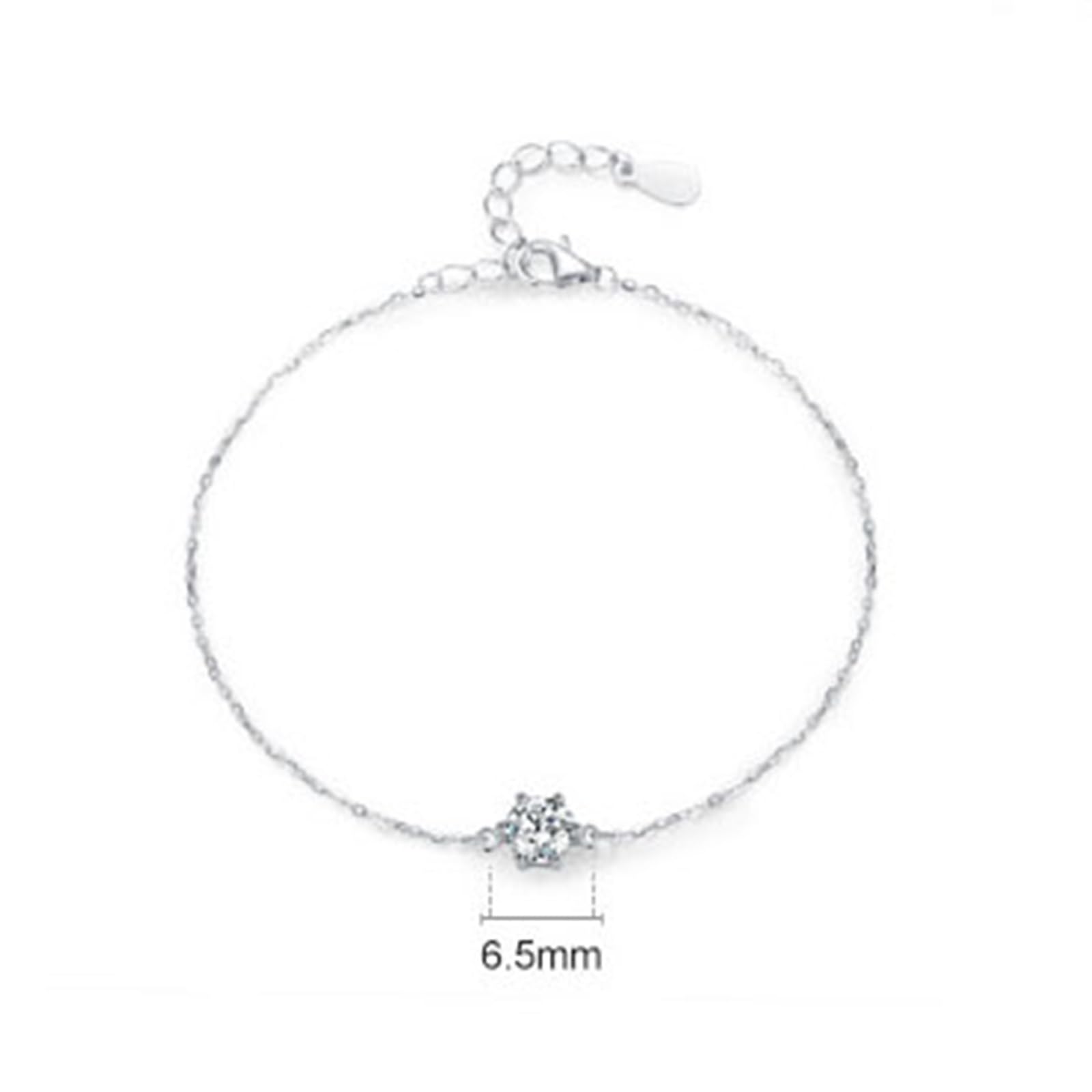 Pulsera de promesa para mujer, pulsera solitaria de diamante creado con 6 puntas de garra para la amistad, oro blanco de 9 K/14 K/18 quilates/PT950