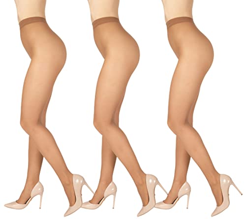 BANANALU Anti Laufmasche 30 Den Extra Matt Strumpfhose mit Tulle Effekt Reißfeste Premium 30 Bronze M / 3er Set Cover