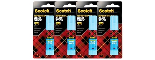 Scotch Removable Restickable Glue Stick .49oz Repositionable Stick 4 Pack