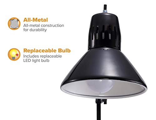 Bostitch Office Vlf100 Led Swing Arm Desk Lamp With Clamp Mount, 36" Reach, Includes Led Bulb,Black #TOP1