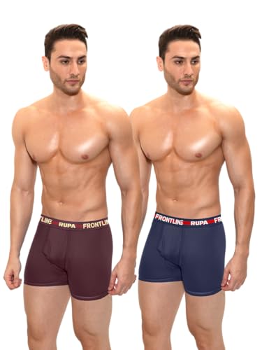 Image of Rupa Frontline Long Trunk for Men, 100% Cotton Material, Outer Elastic, Pack of 2