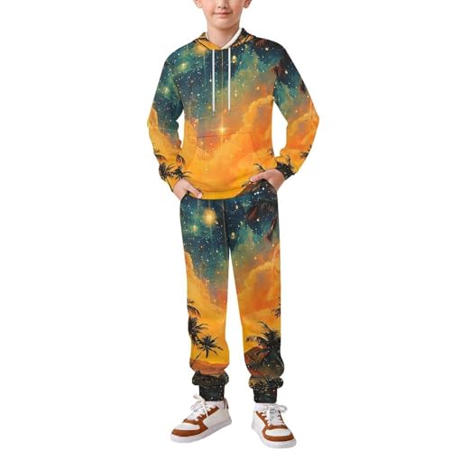 Boy Girl Clothes Outfits Kids Long Sleeve with Pants 2PCS Clothing Set, Tribal Hawaiian Retro Galaxy