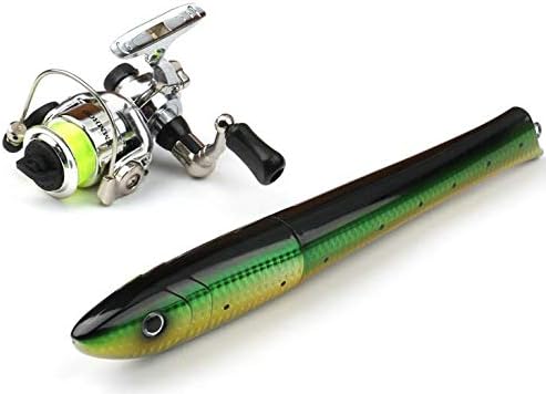 Mini Portable Fishlike Fishing Rod Telescopic Fishing Pole Kit with Fishing Rod and Spinning Reel Combo Kit for Saltwater Freshwater