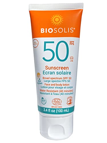 Biosolis Kids Sun Milk SPF 50 - Gentle on the Skin - Effective Protection against Harmful Rays - Mineral-Based Filters Sunscreen Cream - Water Resistant - No Perfume - Non-Sticky - Vegan - 3.4 oz