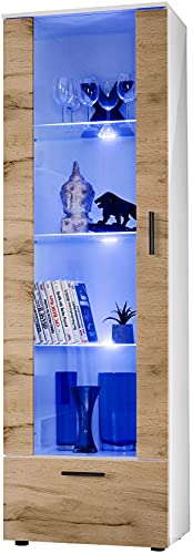 Extreme Furniture T40 Vitrine | Salon vitrine avec Une étagère en Verre | Design Élégant | Pratique de Rangement | Solide