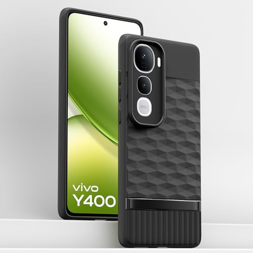 Image of Pikkme Back Cover for Vivo Y400 5G Camera Protection 3D Hexa Cube Design Silicone Protective Bumper Case (Black)