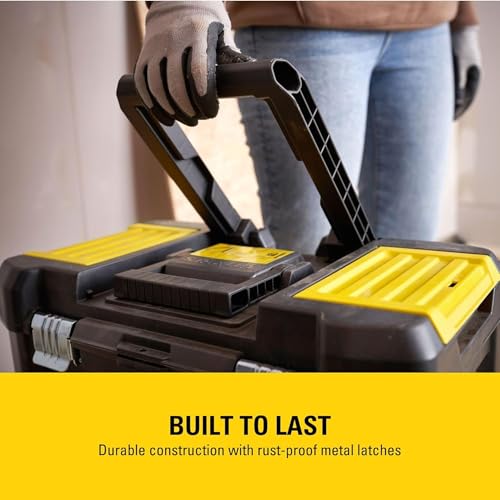 STANLEY Essential Rollende Werkstatt (3-in-1 stapelbare Boxen, leerer Werkzeugkasten, belastbar bis zu 20kg, mit Metallverschlüsse, Organizer für Kleinteile im Deckel) STST1-80151